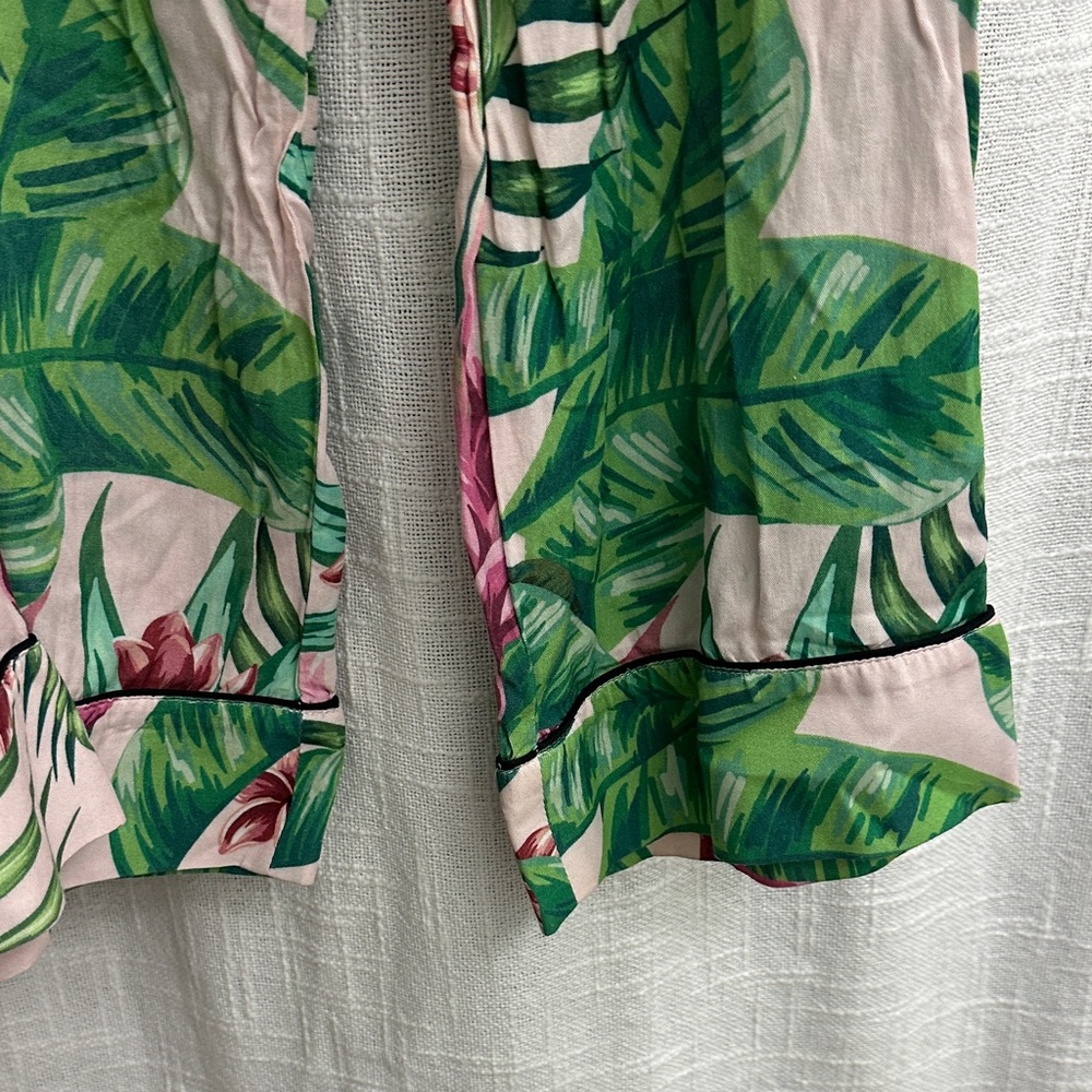 Tropical Leaf Print Women's Pajama Set XS - Picture 4 of 10